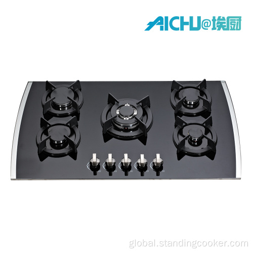 5 Burners Gas Stove 8MMTempered Glass Hob Gas Cooker Factory